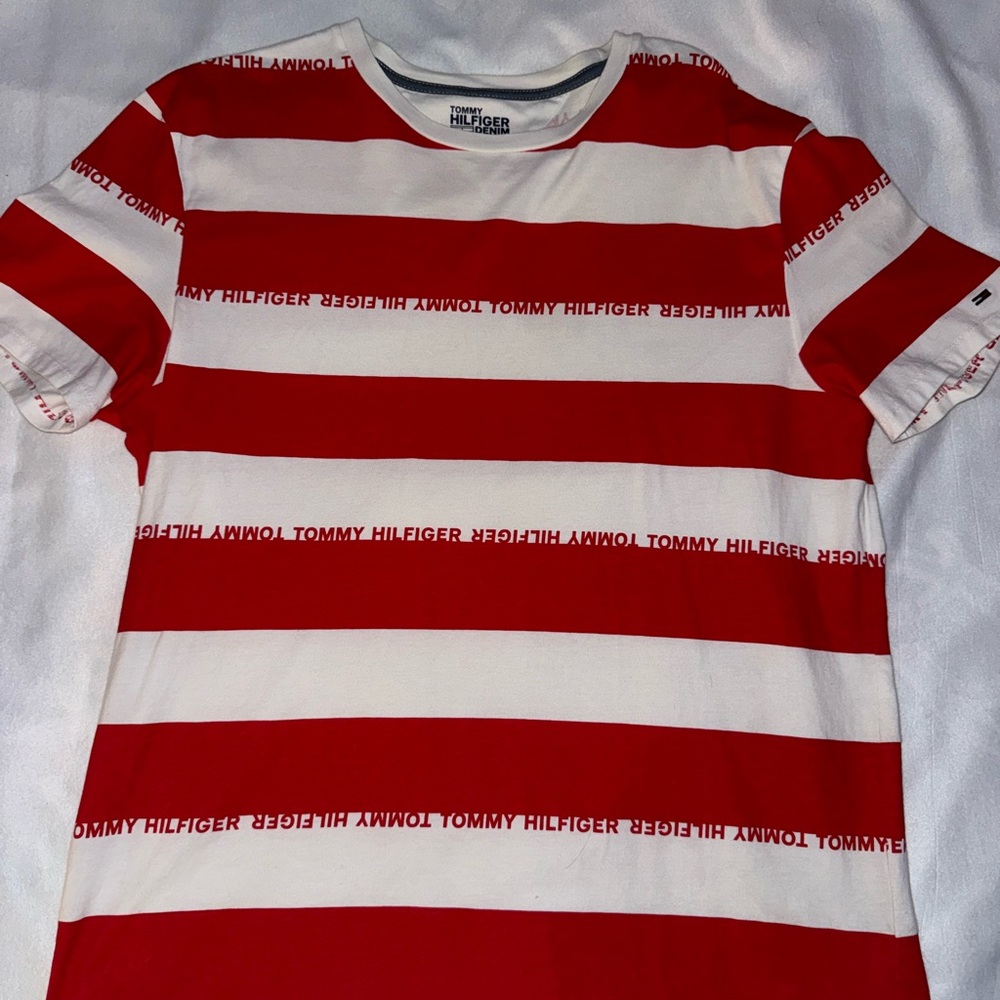 Tommy Hilfiger Red and White Striped Tee